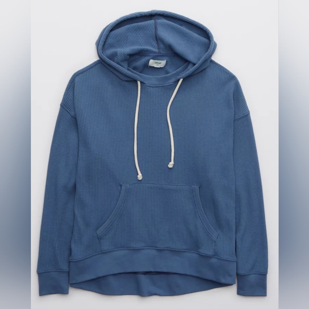 Aerie Blue Waffle Pullover